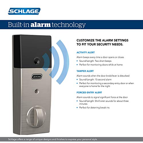 SCHLAGE BE469ZP CEN 625 Connect Smart Deadbolt with alarm with Century Trim in Bright Chrome, Z-Wave Plus enabled, 3 x 8 x 2 inches - Image 4