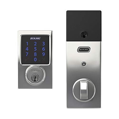 SCHLAGE BE469ZP CEN 625 Connect Smart Deadbolt with alarm with Century Trim in Bright Chrome, Z-Wave Plus enabled, 3 x 8 x 2 inches - Image 2
