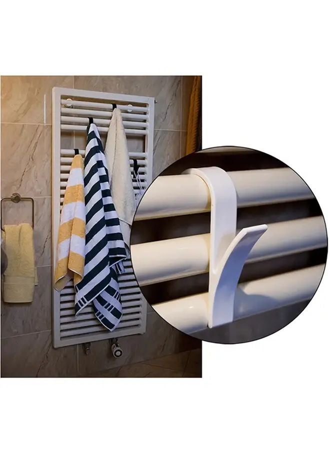 4PCS White Plastic Hooks Space Saving Radiator Towel Rack For Bathroom Storage - Image 5