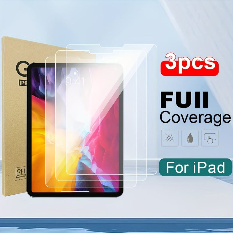 For iPad Air 4 5 10.9 Inch 3 Pack Tempered Glass Screen Protector Glossy Finish Easy Installation Bubble Free Display Protection Compatible with iPad Pro 11 Inch 2018 2024 iPad 10.2 Inch 7th 8th 9th Gen iPad Air 1 2 3 Air 6 Air 7 iPad 10 iPad 11 - Image 2