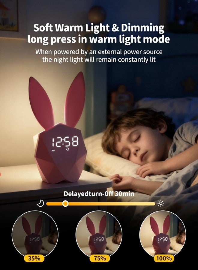 MASHI Kids Alarm Clock, OK to Wake Clock with Night Light, Snooze, Cute Pink Bunny Digital Alarm Clock for Children, Gift Ideas for Kids Girls Boys Teens Birthday Room Decor (Pink) - Image 5