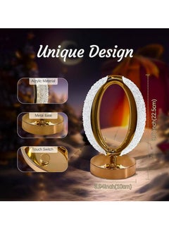 SUPREMIUM Smart Touch Sensor Crystal Table Lamp | 3-Way Dimmable LED Desk Light | USB Rechargeable, Gold Crystal Lamp for Bedroom, Living Room & Home Décor  - Image 2