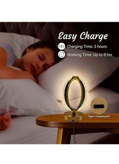 SUPREMIUM Smart Touch Sensor Crystal Table Lamp | 3-Way Dimmable LED Desk Light | USB Rechargeable, Gold Crystal Lamp for Bedroom, Living Room & Home Décor  - Image 4