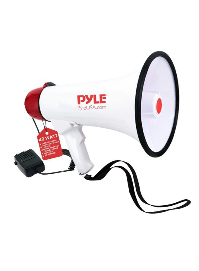 Pyle 40 Watt Professional Megaphone Clear Sound & Ergonomic Grip - Multi-Function with Talk, Siren, Volume Control - Detachable Handheld Mic - Indoor & Outdoor Sports, Emergency Response - Image 1