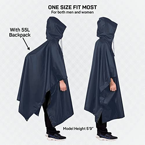ROCKSPORT Unisex Hooded Rain Poncho for Adult,Waterproof, lightweight,Reusable& Packable, One Size Fits Most, Free Size - Image 5