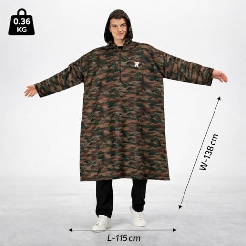 ROCKSPORT Unisex Hooded Rain Poncho for Adult,Waterproof, lightweight,Reusable& Packable, One Size Fits Most, Free Size - Image 2