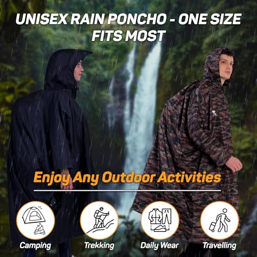 ROCKSPORT Unisex Hooded Rain Poncho for Adult,Waterproof, lightweight,Reusable& Packable, One Size Fits Most, Free Size - Image 4