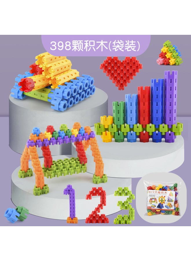 Children's Educational Plastic Hexagon Building Blocks Jigsaw Puzzle For Boys And Girls Small Particle Building Blocks For Kindergarten - Image 1