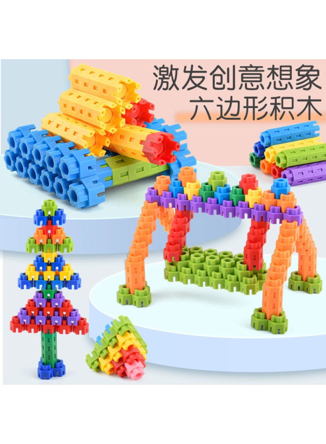 Children's Educational Plastic Hexagon Building Blocks Jigsaw Puzzle For Boys And Girls Small Particle Building Blocks For Kindergarten - Image 2