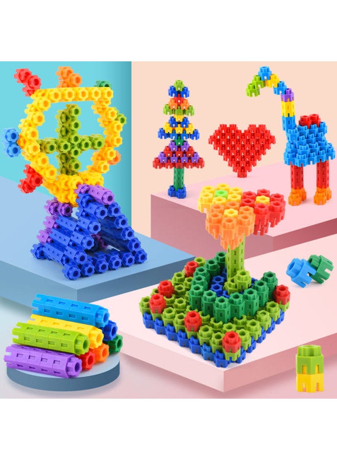 Children's Educational Plastic Hexagon Building Blocks Jigsaw Puzzle For Boys And Girls Small Particle Building Blocks For Kindergarten - Image 5