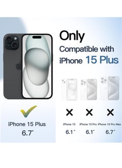 ESCASE Magnetic Cover for iPhone 15 Plus 6.7 Inches Compatible with MagSafe, Mobile Phone Bumper Case, Solid Matte Colour TPU Frame, Anti-Scratch Back Transparent -Black  - Image 2