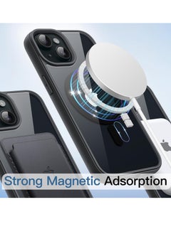 ESCASE Magnetic Cover for iPhone 15 Plus 6.7 Inches Compatible with MagSafe, Mobile Phone Bumper Case, Solid Matte Colour TPU Frame, Anti-Scratch Back Transparent -Black  - Image 4