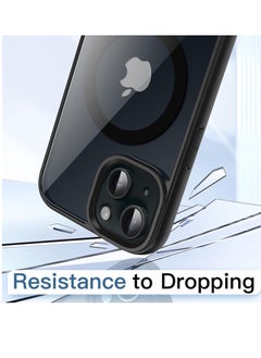 ESCASE Magnetic Cover for iPhone 15 Plus 6.7 Inches Compatible with MagSafe, Mobile Phone Bumper Case, Solid Matte Colour TPU Frame, Anti-Scratch Back Transparent -Black  - Image 5