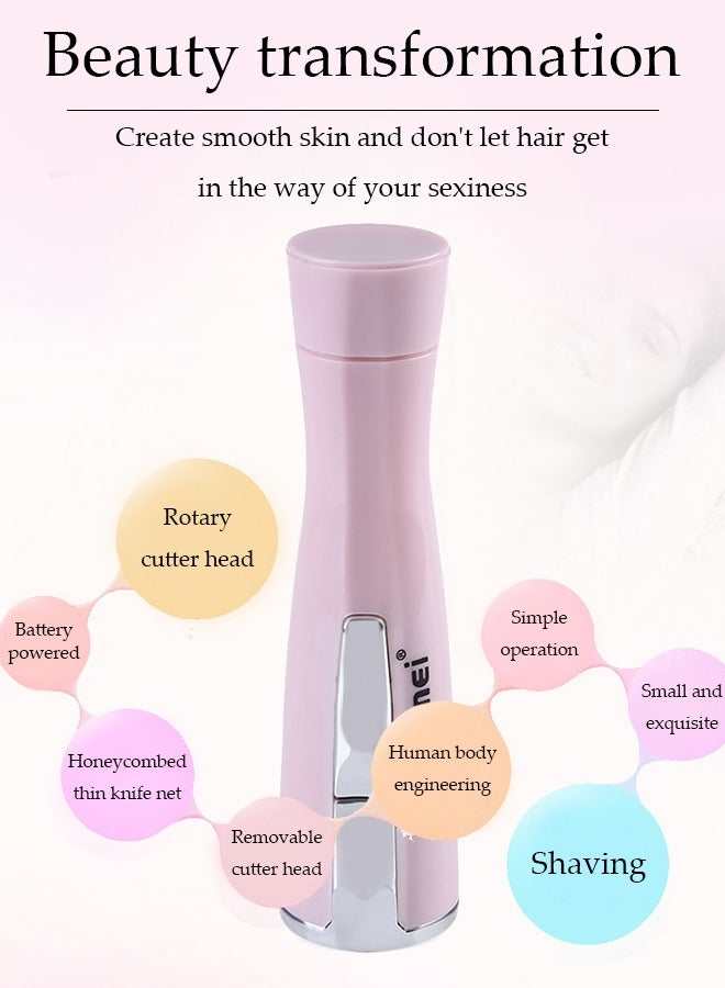 Loquat Portable Mini Female Facial Hair Remover, Female Electric Hair Remover, Female Safe and Painless Hair Trimmer, Bikini Trimmer, Facial Hair, Razor (Pink) - Image 3