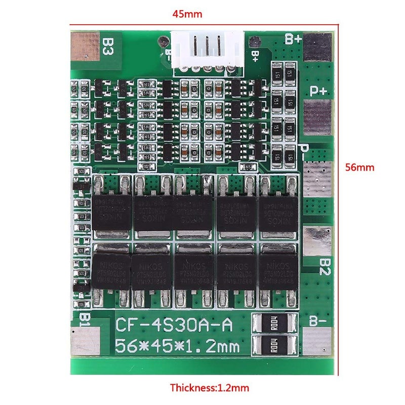 klarako Lithium Battery PCB，PCB Protection Board 4S 30A 14.8V Li ion Lithium 18650 Battery BMS Packs Integrated Circuits Module - Image 1