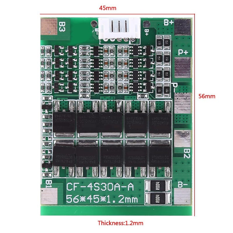 klarako Lithium Battery PCB，PCB Protection Board 4S 30A 14.8V Li ion Lithium 18650 Battery BMS Packs Integrated Circuits Module - Image 2