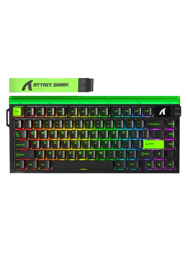 Attack Shark R85HE 75% Wired Magnetic Hall Effect Gaming Keyboard, Rapid Trigger 0.005mm Precision, Adjustable Actuation 0.1–3.3mm, 8000Hz Polling Rate, SOCD/DKS Support, RGB Backlit, USB-C Mechanical Keyboard with Volume Knob | Black - Image 1