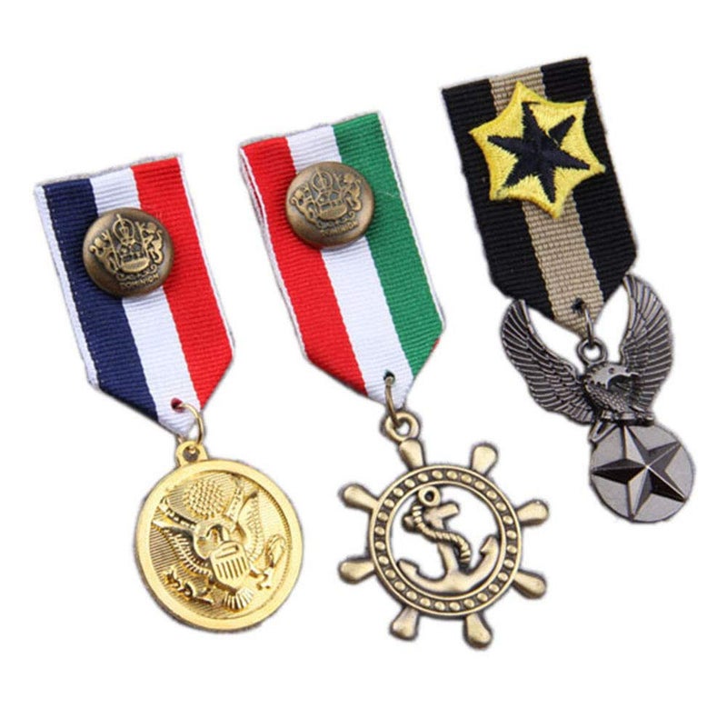 Zthread Women Men's Navy Badge Military Hero Medals Blazer Suit Brooch Pin 3pcs / Set - Image 1