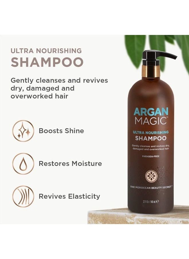 ARGAN MAGIC - Ultra Nourishing Shampoo - Argan Oil and Antioxidants to Nourish and Restore Damaged and Over-Processed Hair Types | Made in USA, Paraben Free, Cruelty Free (32 oz) - Image 1
