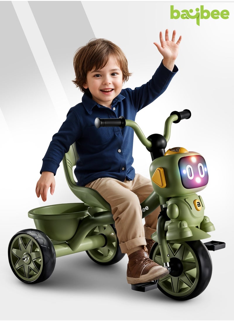 Baybee Robo Baby Tricycle for Kids, Smart Plug n Play Kids Cycle with Music, Light, High backrest u0026 Rear Storage Baskets | Kids Tricycle | Baby Cycle for Kids 2 to 5 Years Boy Girl Green  - Image 2