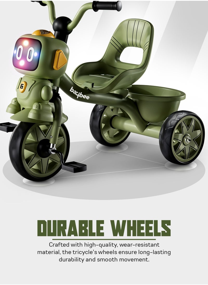 Baybee Robo Baby Tricycle for Kids, Smart Plug n Play Kids Cycle with Music, Light, High backrest u0026 Rear Storage Baskets | Kids Tricycle | Baby Cycle for Kids 2 to 5 Years Boy Girl Green  - Image 5