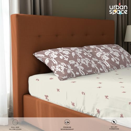 Urban Space Regal 300 TC 100% Cotton Bedsheet for Double Bed, Panel Design Bedsheet, Printed Queen Size Bed Sheet with 2 Pillow Covers (90 x 108 Inches, Ruhani Mauve) - Image 5