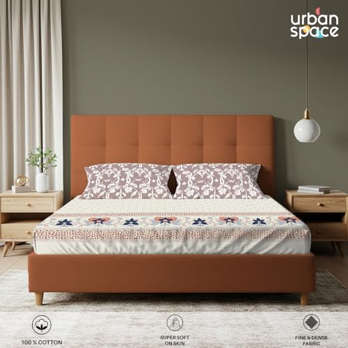 Urban Space Regal 300 TC 100% Cotton Bedsheet for Double Bed, Panel Design Bedsheet, Printed Queen Size Bed Sheet with 2 Pillow Covers (90 x 108 Inches, Ruhani Mauve) - Image 3