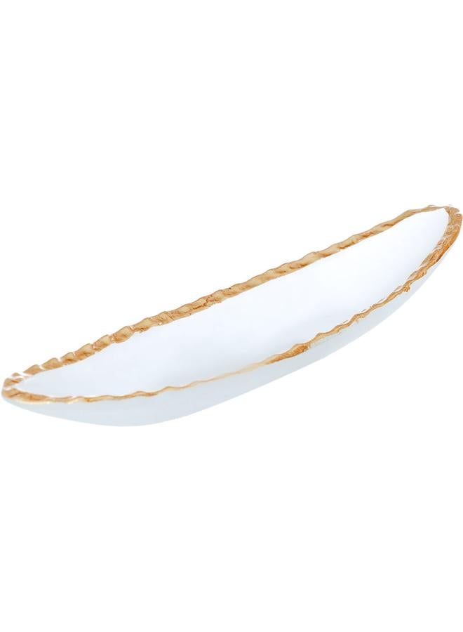 السيف  طبق حلوى زجاجي بيضاوي شفاف ذهبي مقاس 30 × 7 × 3 سم - Image 4