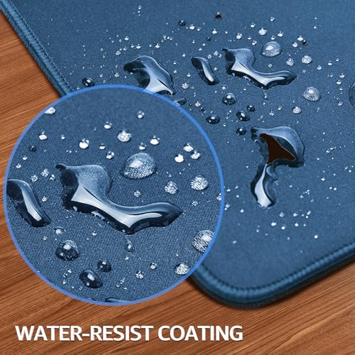 KTRIO Large Gaming Mouse Pad Desk Mat, Superior Micro-Weave Cloth, Non-Slip Rubber Base, Stitched Edges, Water-Resistant, for Gamer, Office & Home, 31.5 x 15.7 Inch，Navy Blue - Image 5