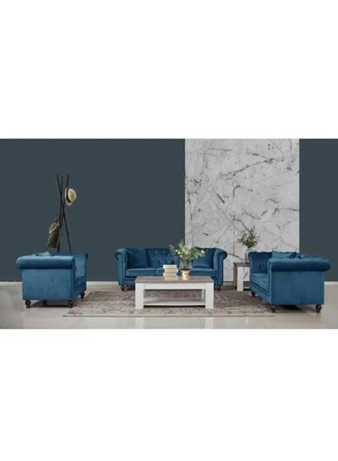 Maharat Al Bahar 3-Seater Sofa With Cushions-Blue 220x80x80 - Image 4