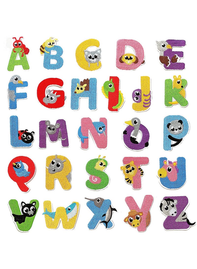 KASTWAVE Iron On Letter Patches, 2 Sets (52 Pieces) A-Z Lovely Embroidery Alphabet Patches for Kids Clothing Backpacks - Image 1