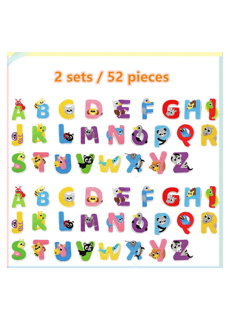 KASTWAVE Iron On Letter Patches, 2 Sets (52 Pieces) A-Z Lovely Embroidery Alphabet Patches for Kids Clothing Backpacks - Image 2