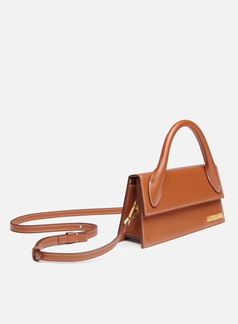 JACQUEMUS Long Leather Hand Bag With Deatchable Shoulder Strap, Women's Cross-Body Bag, Women's Hand Bag, Women's Shoulder Bag, Women's Tote Bag, Women's Travel Bag, Light-Brown-22cm - Image 2
