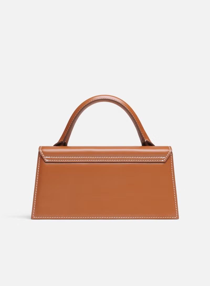 JACQUEMUS Long Leather Hand Bag With Deatchable Shoulder Strap, Women's Cross-Body Bag, Women's Hand Bag, Women's Shoulder Bag, Women's Tote Bag, Women's Travel Bag, Light-Brown-22cm - Image 4