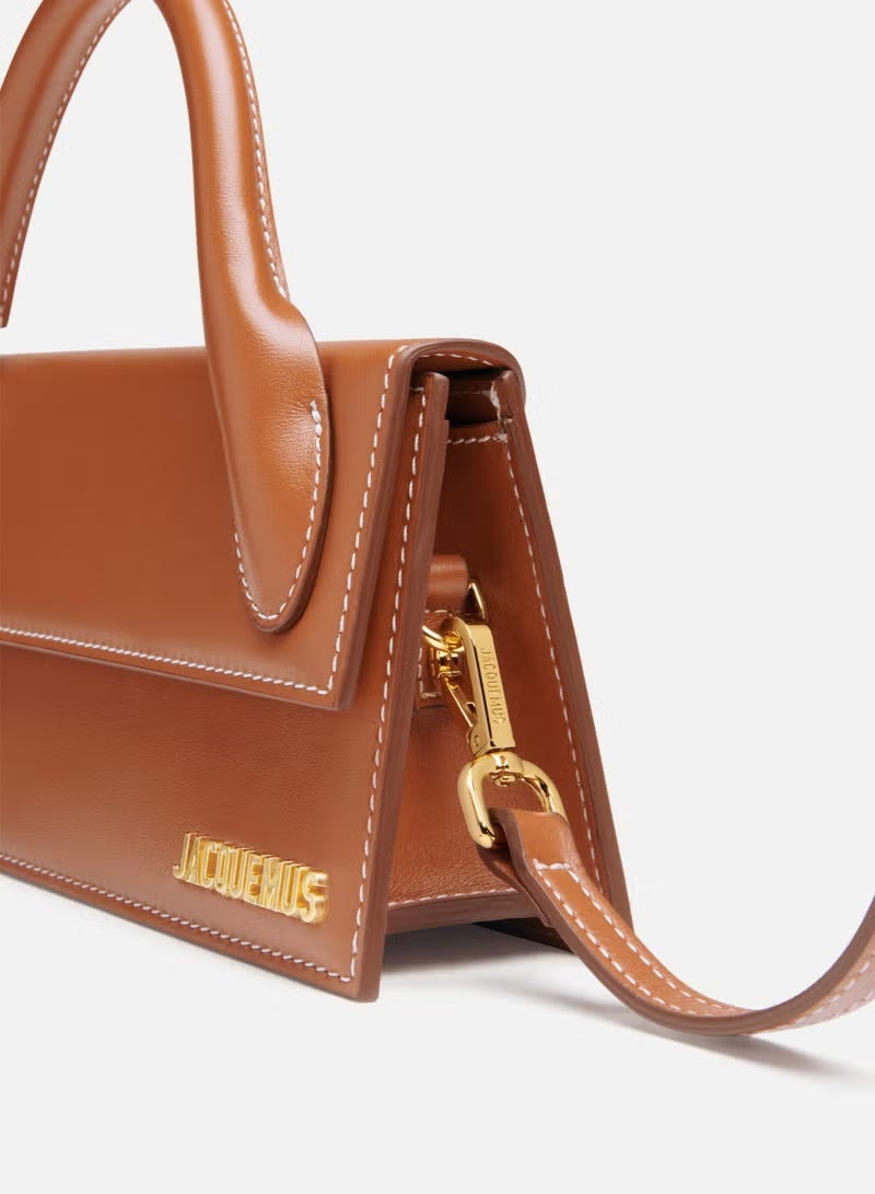 JACQUEMUS Long Leather Hand Bag With Deatchable Shoulder Strap, Women's Cross-Body Bag, Women's Hand Bag, Women's Shoulder Bag, Women's Tote Bag, Women's Travel Bag, Light-Brown-22cm - Image 3