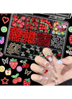 CESUSME 3D Fruit Cherry Nail Charms, Gold&Silver Butterfly Cherry Alloy Nail Gems Charms+Bow Strawberry Heart Star Acrylic Nails Art Charms+Color Fruit Slices Nail Charms For Nails Design  - Image 5