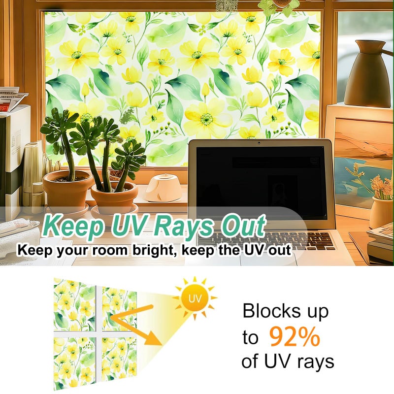 SOMWISE Frosted Glass Window Film, Heat Insulation, UV Block, Anti-Glare, One Way Privacy Tint, Static Cling for Home Bathroom Door, Renter Friendly, Day & Night Privacy - Image 3