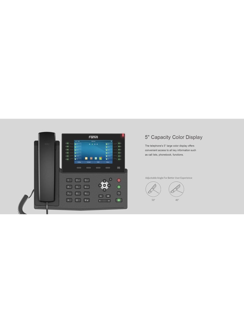 فانفيل Fanvil-X7C Enterprise IP Phone  5-inch-resolution color screen, the telephone also  features 20 SIP lines, HD audio with Opus support, up to 60 DSS keys (12 physical), Built-in Bluetooth - Image 5