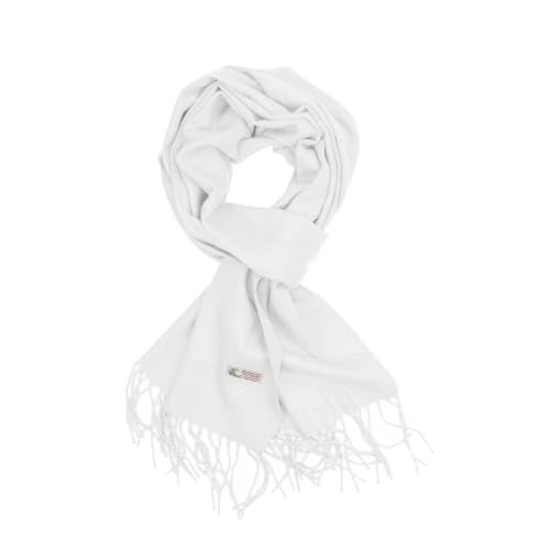 TZ Promise Plain Solid Color Cashmere Feel Classic Soft Luxurious Winter Scarf For Men Women (White) - Image 1