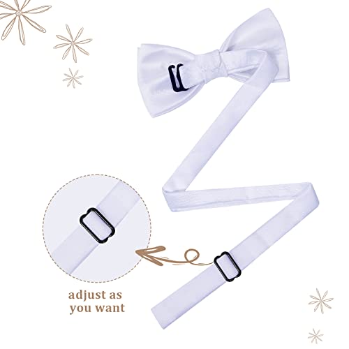 Kajeer Kids Boys Silk Bow Ties - Adjustable Bowtie for Baby Toddler Gifts(White) - Image 2