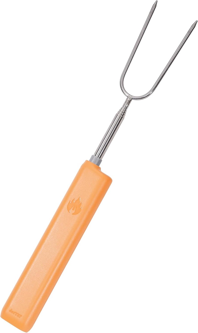 derYEP Electric Roasting Stick, Automatic Rotate BBQ Fork For Fire Pit, Chicken Wings Hotdogs Kebabs S'mores Roaster, Outdoor Camping Kit, Rotisserie Skewer, 34" 1 PACK (Orange) - Image 1