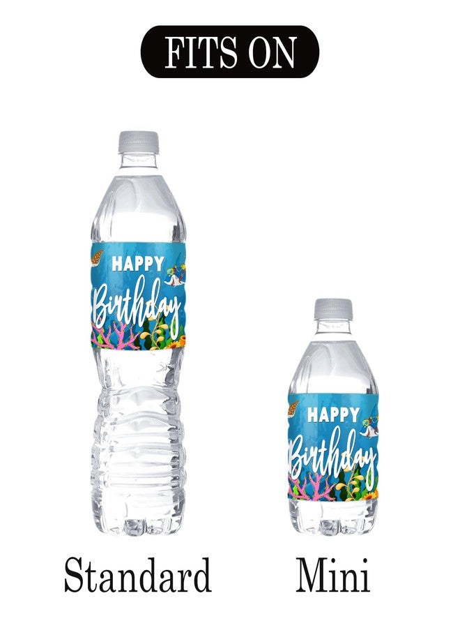 MonMon & Craft Shark Birthday Water Bottle Stickers - Sea Animal Birthday Bottle Wrappers Under The Sea Ocean World Baby Shower - Kids Boys Birthday Party Bottle Labels Supplies(Set of 32) - Image 3