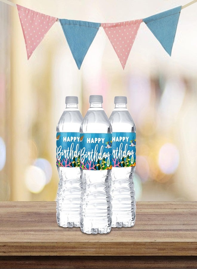 MonMon & Craft Shark Birthday Water Bottle Stickers - Sea Animal Birthday Bottle Wrappers Under The Sea Ocean World Baby Shower - Kids Boys Birthday Party Bottle Labels Supplies(Set of 32) - Image 4