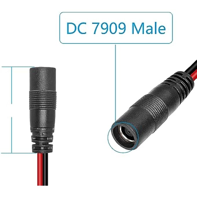 rayihni XT60I-F ADAPTER TO DC 8MM CONNECTOR, XT60 FEMALE TO DC 7.9MM X 0.9MM MALE 14AWG POWER CABLE, FOR LIPO BATTERY PORTABLE POWER STATION SOLAR GENERATOR (1M/3FT) - Image 3