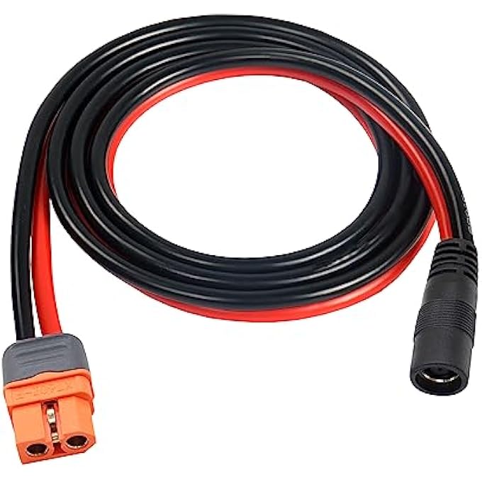 rayihni XT60I-F ADAPTER TO DC 8MM CONNECTOR, XT60 FEMALE TO DC 7.9MM X 0.9MM MALE 14AWG POWER CABLE, FOR LIPO BATTERY PORTABLE POWER STATION SOLAR GENERATOR (1M/3FT) - Image 1