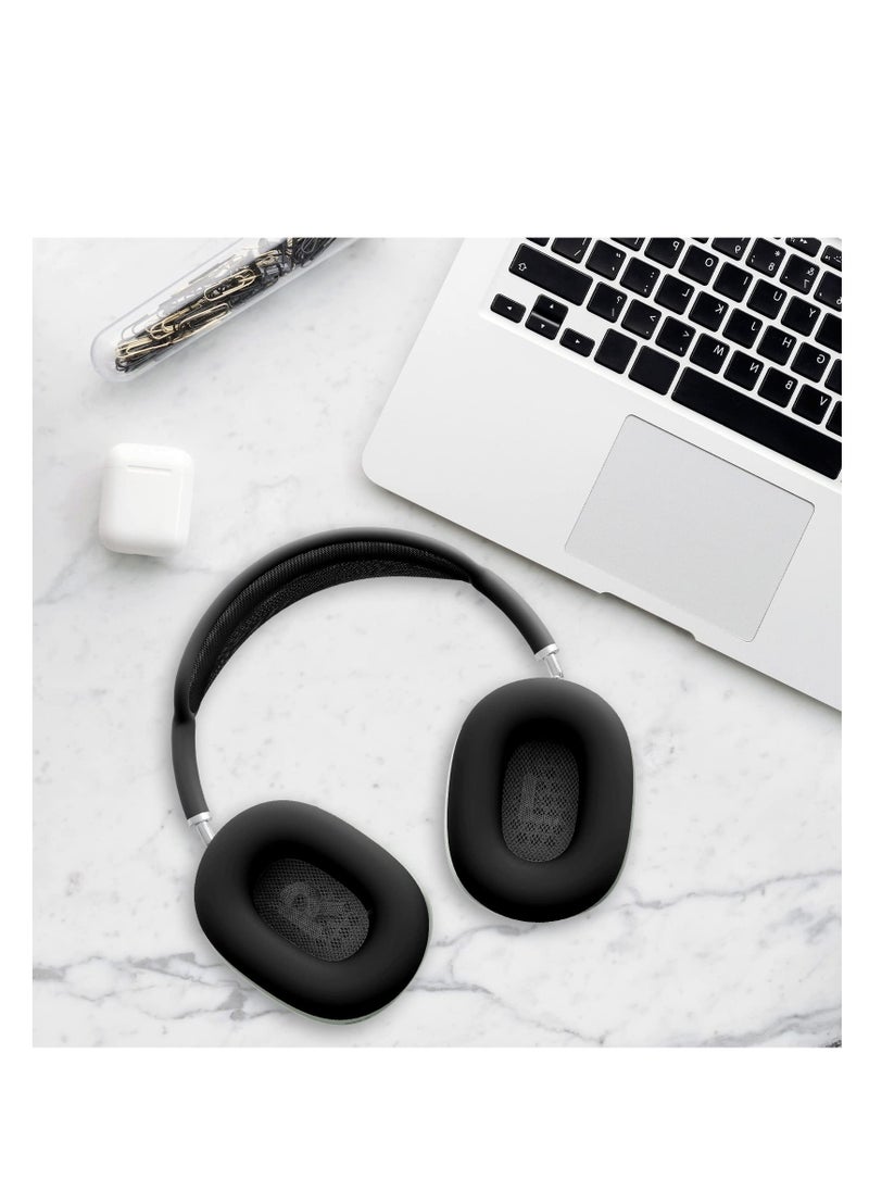 واقي غطاء وسائد الأذن من السيليكون، لوسائد سماعات AirPods Max، واقي غطاء الأذن، مقاوم للعرق، قابل للغسل بسهولة، متانة قوية، مصنوع من السيليكون فائق النحافة (أسود)