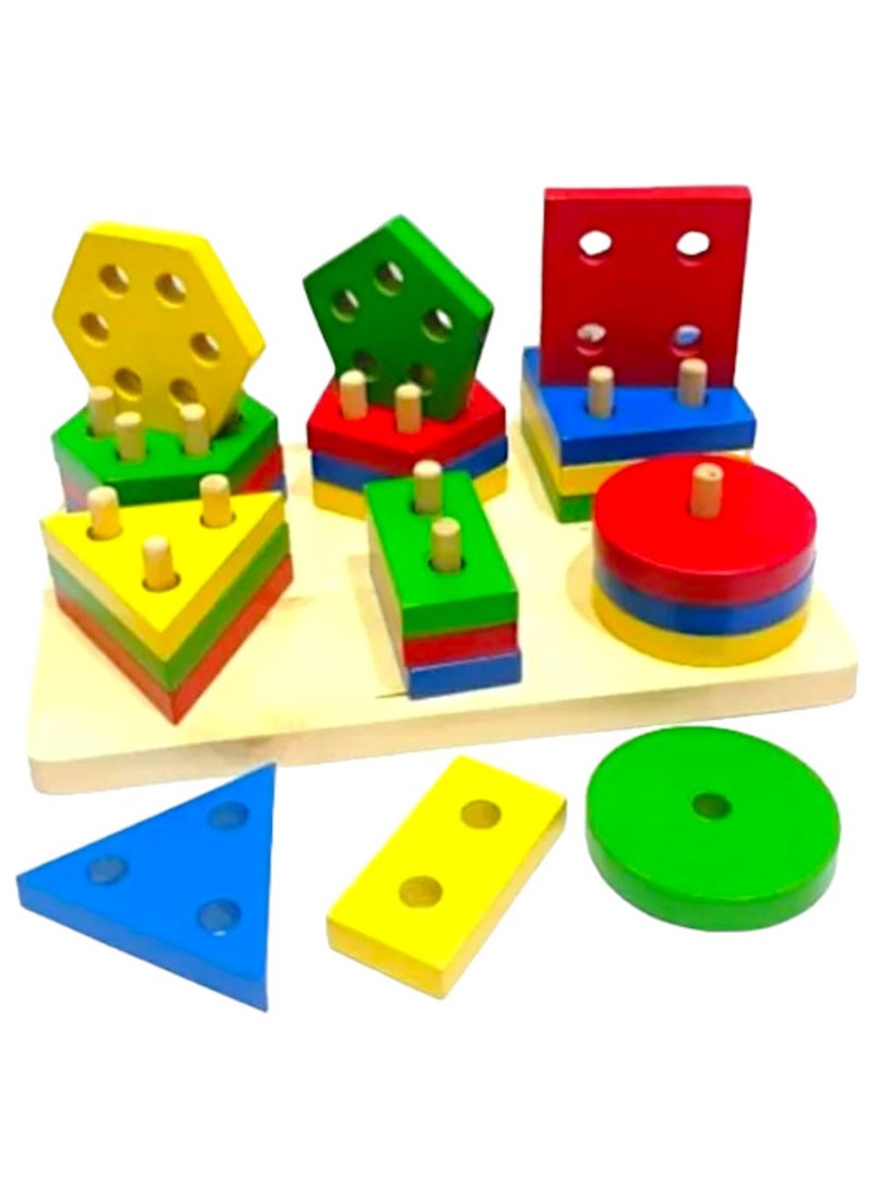 Toy Box Shape Sorter Wooden Stacking Toys For Toddlers  - Image 3