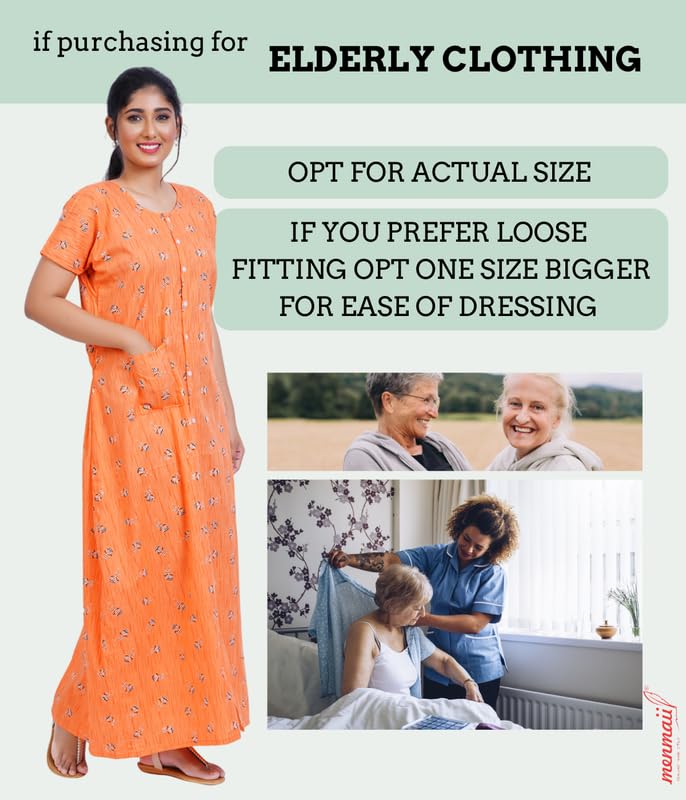 MENMAII Full Length [L-4XL] - Women's Full Open/Front Buttoned Multipurpose Nighty for Pregnancy/Elderly/Patient/Feeding/Hospital Purpose Nighty [a Kind of Adaptive Clothing] -[Orange_XL] - Image 5