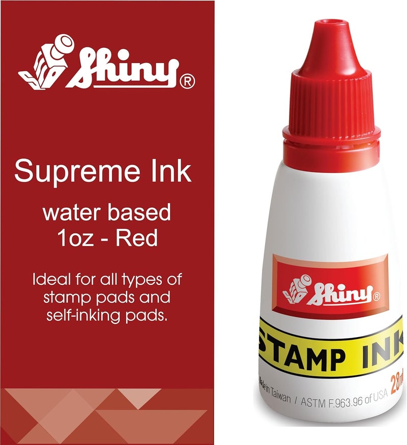 Shiny Red Refill Ink, Premium Water-Based Refill Ink for Rubber Stamps, 1oz - Image 1