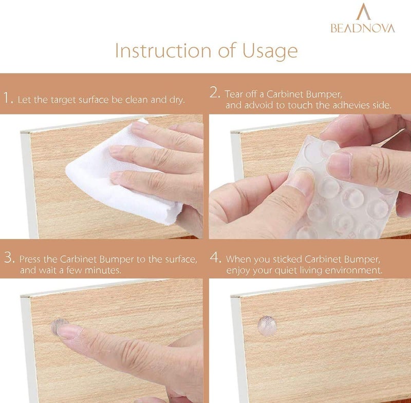 Iktu Iktu 128Pcs Noise Dampening Bumper Pads Clear Self Adhesive Cabinet Door Bumpers Transparent Cylindrical Rubber Buffer Pads for Drawers Picture Frames Glass Top Small Furniture (12x4 mm -128pcs)  - Image 4